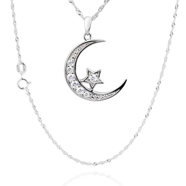 Sterling Zirconia Crescent Pendant Necklace