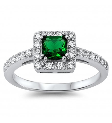 Simulated Emerald Princess Sterling Silver