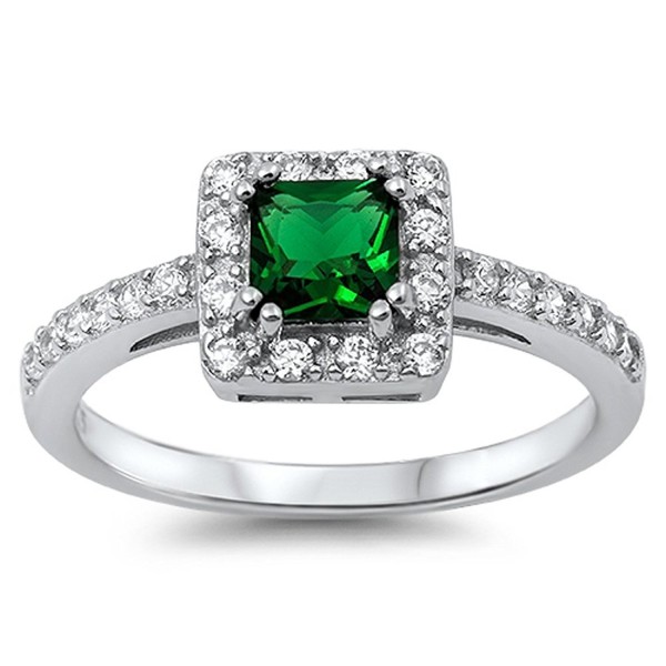 Simulated Emerald Princess Sterling Silver