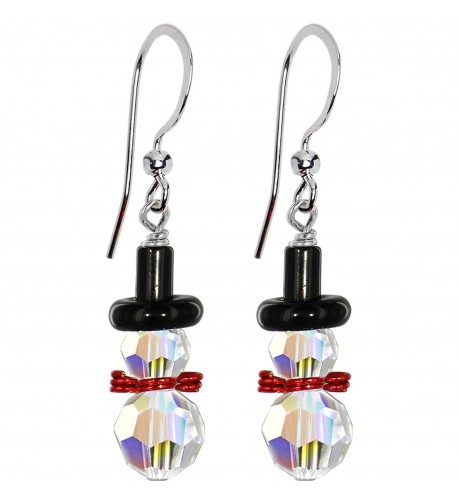 Handcrafted Snowman Earrings Swarovski Crystals