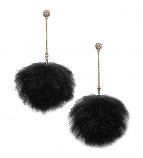 Betsey Johnson Pom Pom Earrings Gold Tone