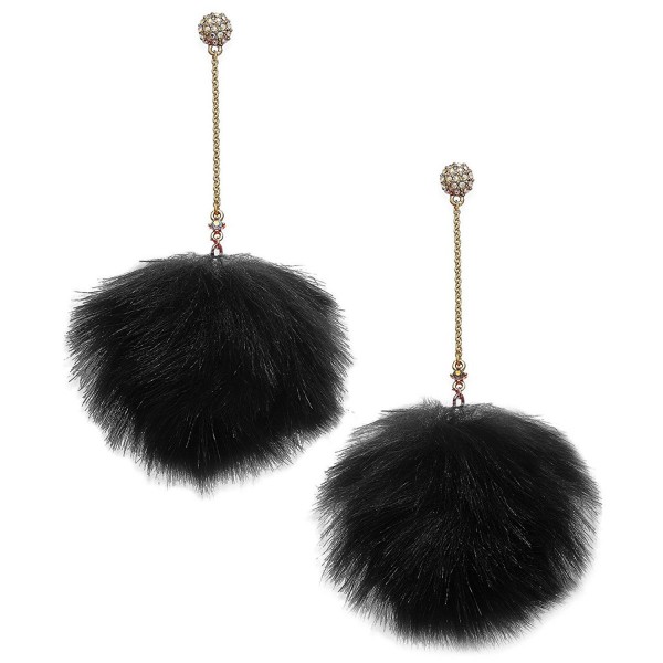 Betsey Johnson Pom Pom Earrings Gold Tone