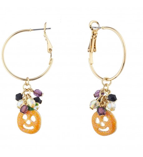 Lux Accessories Glitter Pumpkin Beaded Halloween Drop Earring