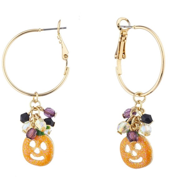 Lux Accessories Glitter Pumpkin Beaded Halloween Drop Earring