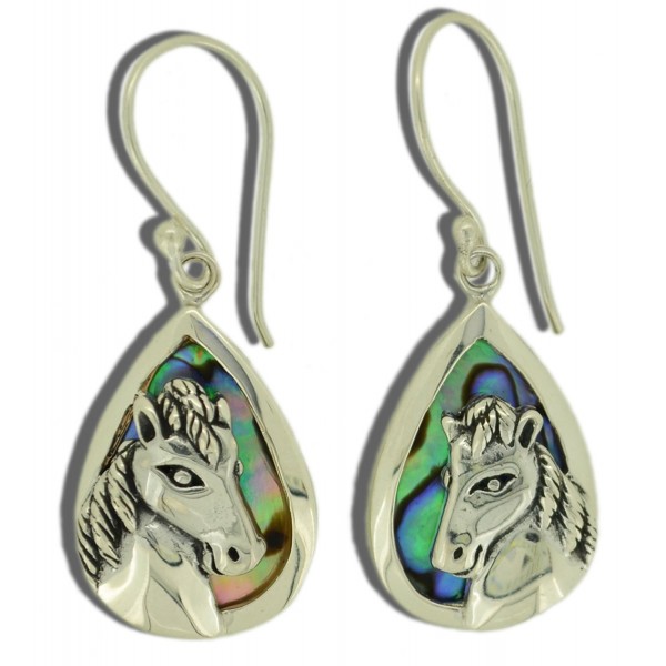 Horse Abalone Sterling Silver Earrings