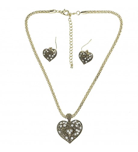 Heart Pendant Necklace matching Earrings