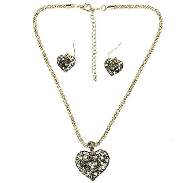 Heart Pendant Necklace matching Earrings