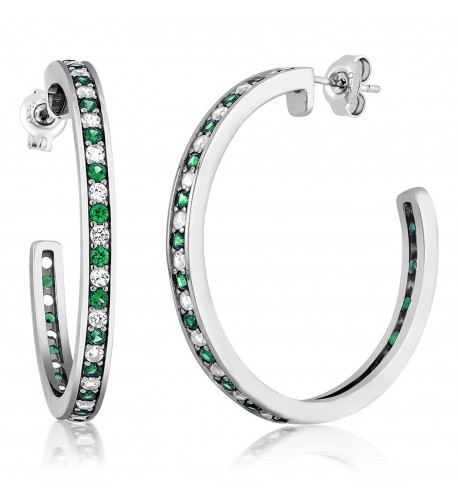 Sterling Emerald Created Sapphire Earrings