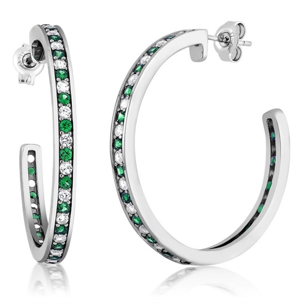 Sterling Emerald Created Sapphire Earrings