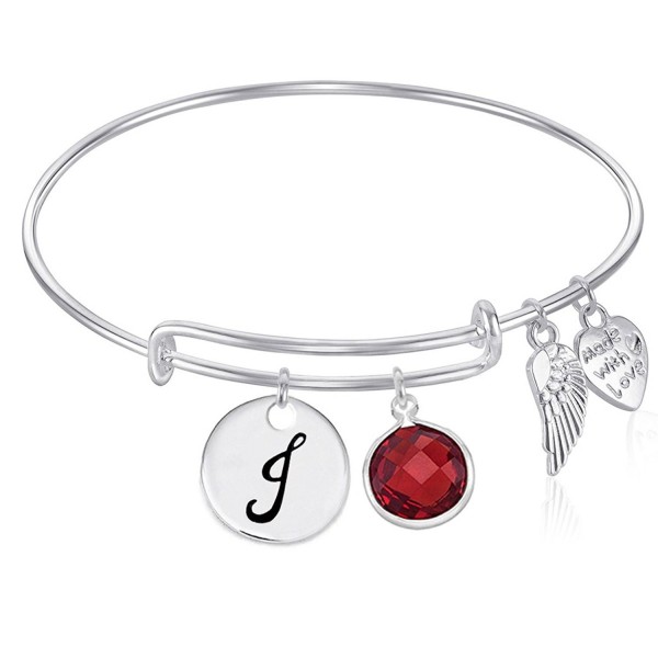 Initial Expandable Bangle Bracelet January