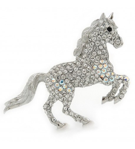 Clear Austrian Crystal Horse Brooch