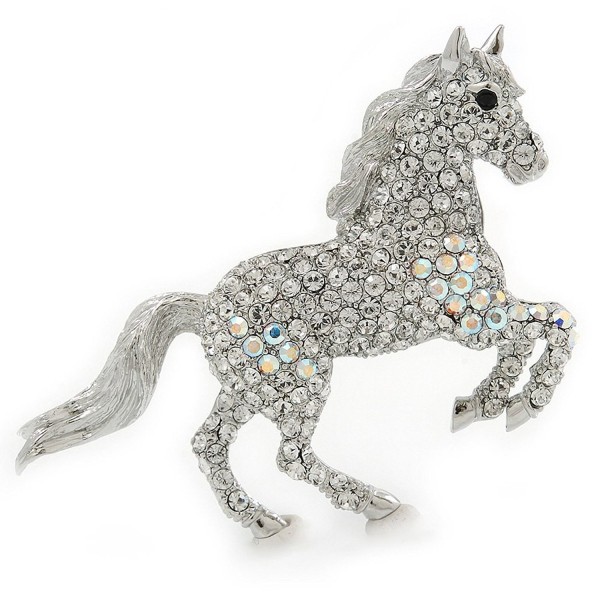 Clear Austrian Crystal Horse Brooch