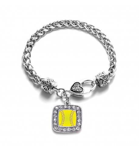 Softball Classic Silver Crystal Bracelet