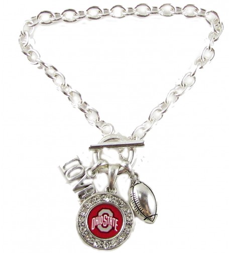 Buckeyes Footballl Silver Bracelet Jewelry