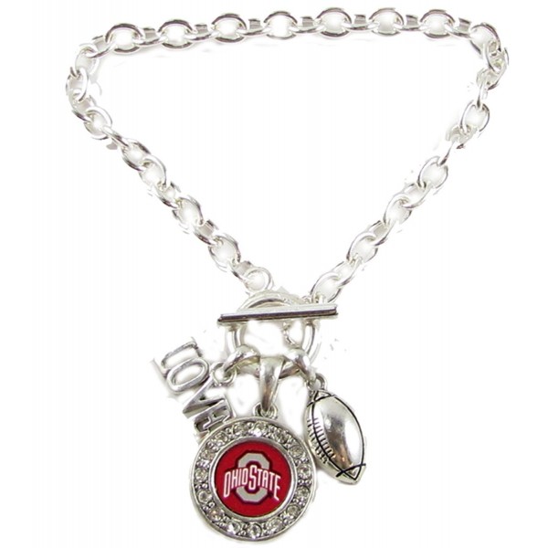 Buckeyes Footballl Silver Bracelet Jewelry