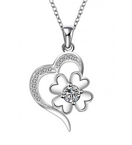 Leaf Clover Heart Necklace Sterling