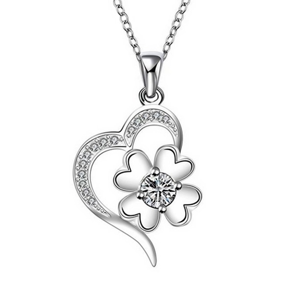 Leaf Clover Heart Necklace Sterling