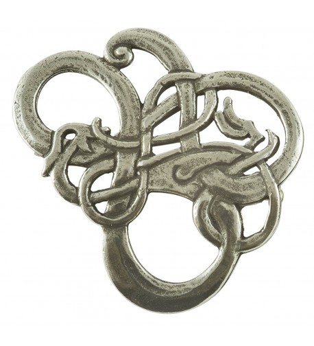 Entwined Viking Pewter Dragon Brooch