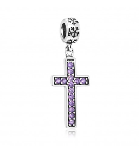 Sterling Silver Cross Purple Zirconia