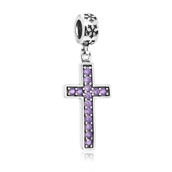 Sterling Silver Cross Purple Zirconia