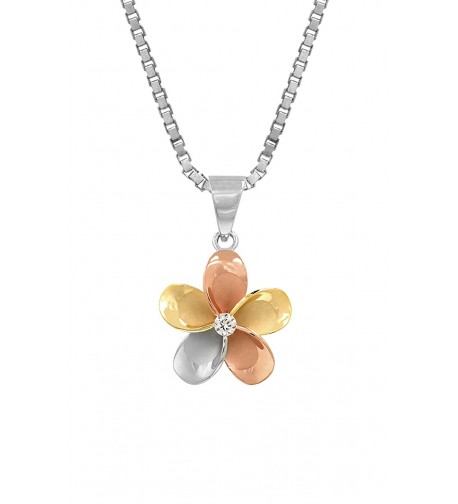 Tri Color Sterling Plumeria Necklace Millimeters