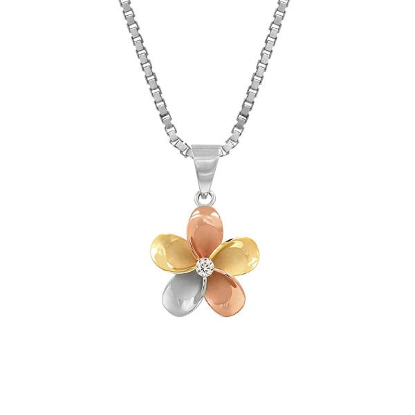 Tri Color Sterling Plumeria Necklace Millimeters