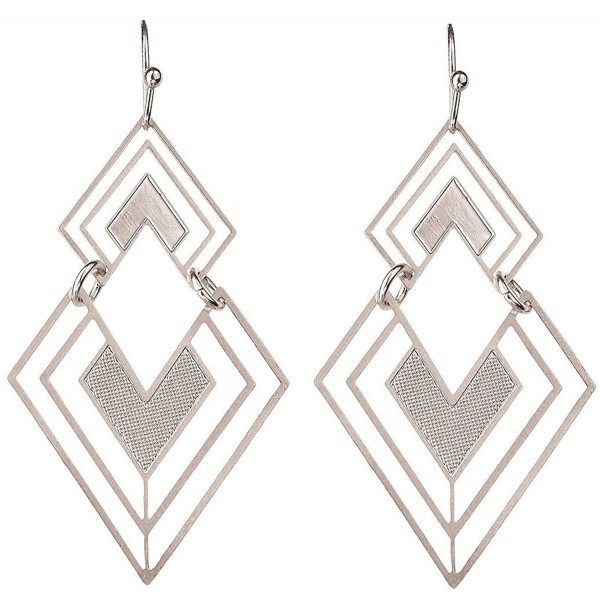 Rain Silver Tone Geometric Triangle Earrings