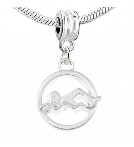 Swimmer Charm Pendant Dangle Bracelet