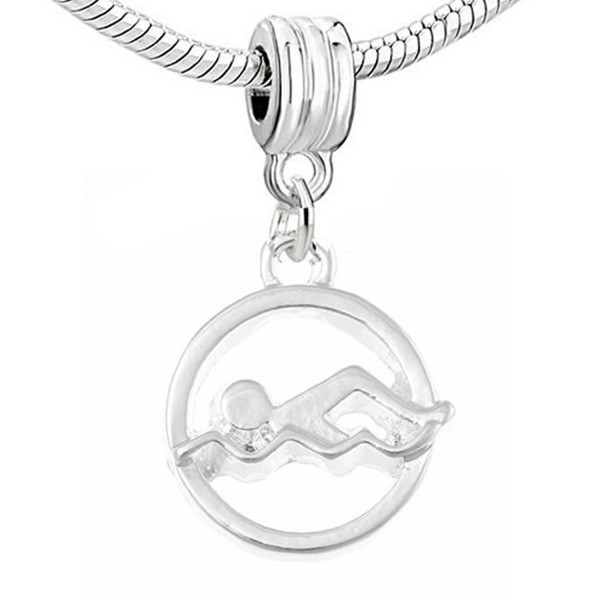 Swimmer Charm Pendant Dangle Bracelet