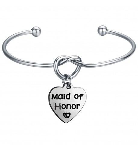 Bridesmaid Heart shaped Bracelet Personalized charm silver