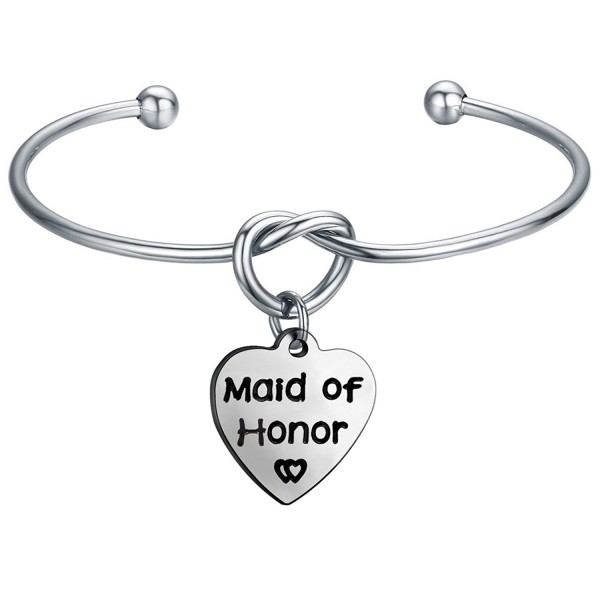 Bridesmaid Heart shaped Bracelet Personalized charm silver