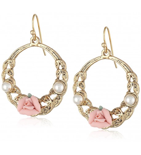 1928 Jewelry Gold Tone Rose Earrings