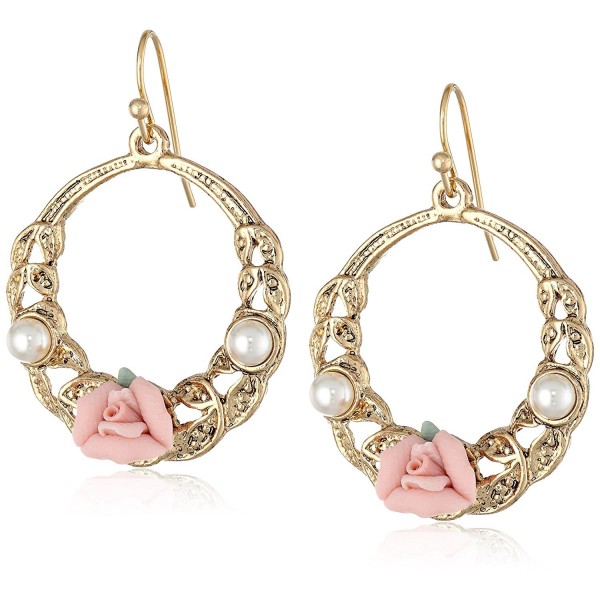 1928 Jewelry Gold Tone Rose Earrings