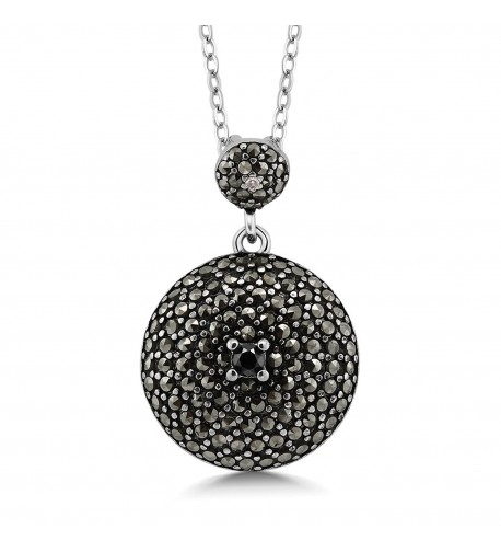 Sterling Marcasite Pendant Necklace Diamond