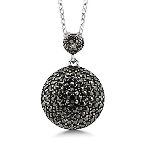 Sterling Marcasite Pendant Necklace Diamond