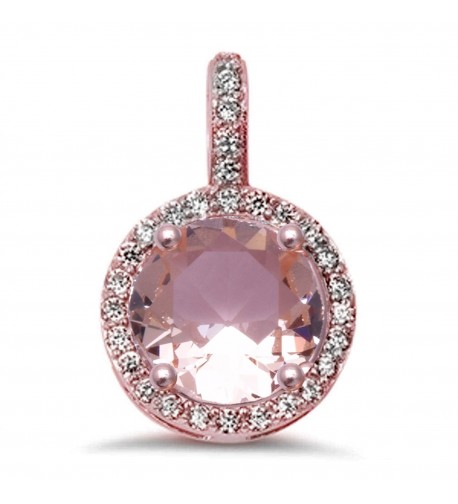 Sterling Silver Morganite Zirconia Pendant