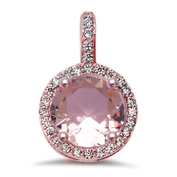 Sterling Silver Morganite Zirconia Pendant