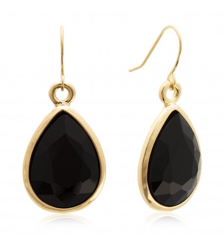 Black Crystal Dangle Earrings Yellow