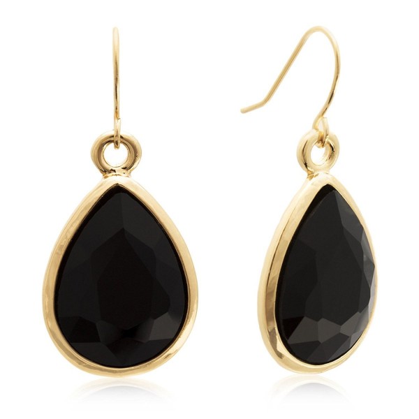 Black Crystal Dangle Earrings Yellow