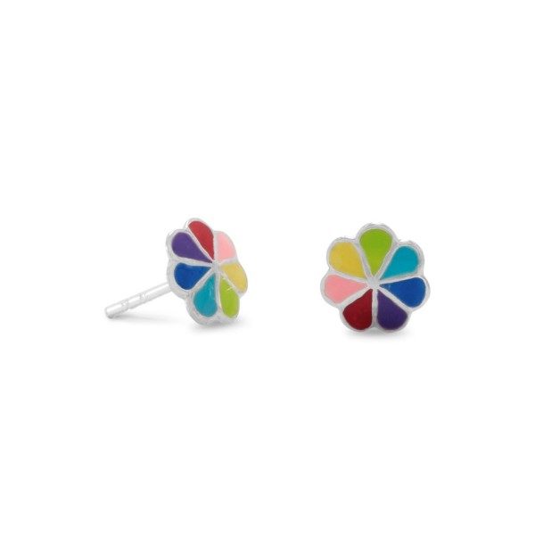 Sterling Silver Multicolor Enamel Earrings