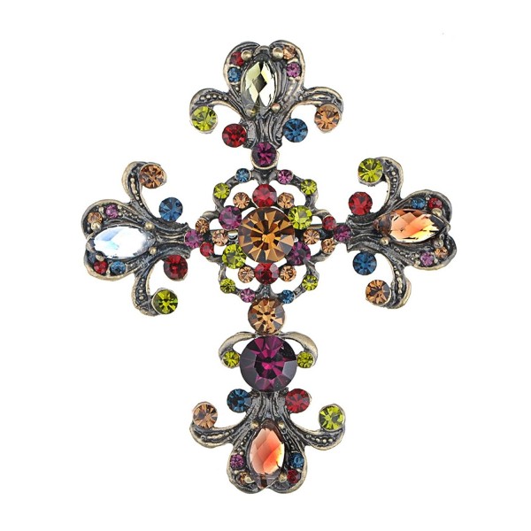 Alilang Rhinestones Antique Colorful Brooch