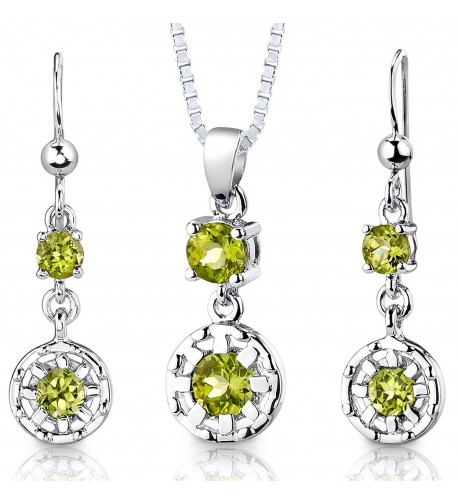 Peridot Pendant Earrings Necklace Sterling