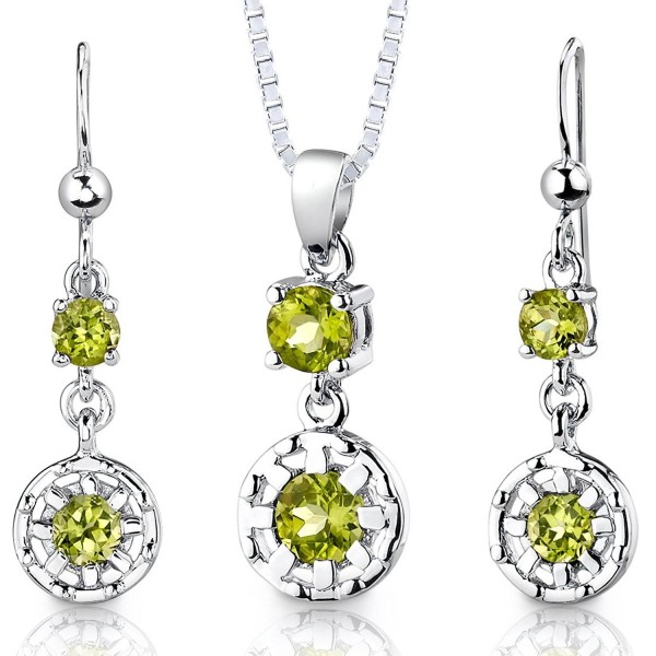 Peridot Pendant Earrings Necklace Sterling