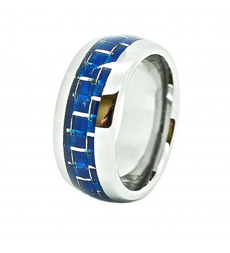 Unisex Blue Carbon Tungsten Wedding