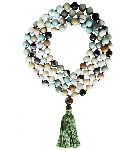 Amazonite Stone Knotted Prayer Necklace