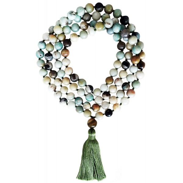 Amazonite Stone Knotted Prayer Necklace