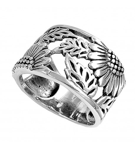 Sterling Silver Flower Band Ring