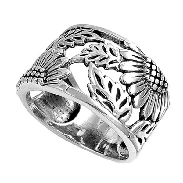 Sterling Silver Flower Band Ring