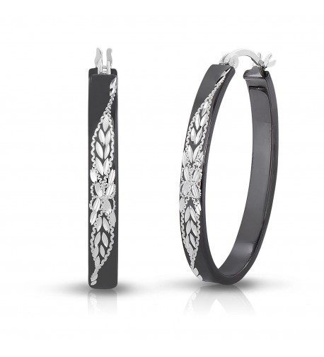 Sterling Silver Diamond cut Engraved Earring