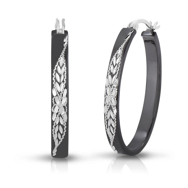 Sterling Silver Diamond cut Engraved Earring